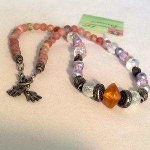 Lisa Benshoof Necklace Rose Quartz & Antique Beads